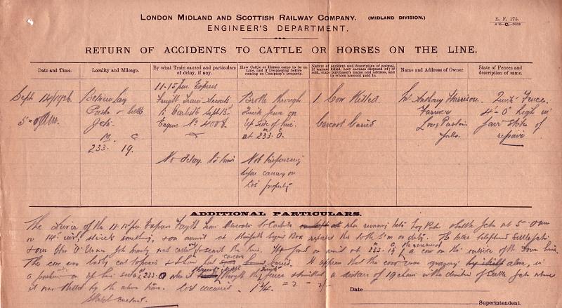 Cow Killed 1.jpg - Cow killed on the line - Sept 14th 1926